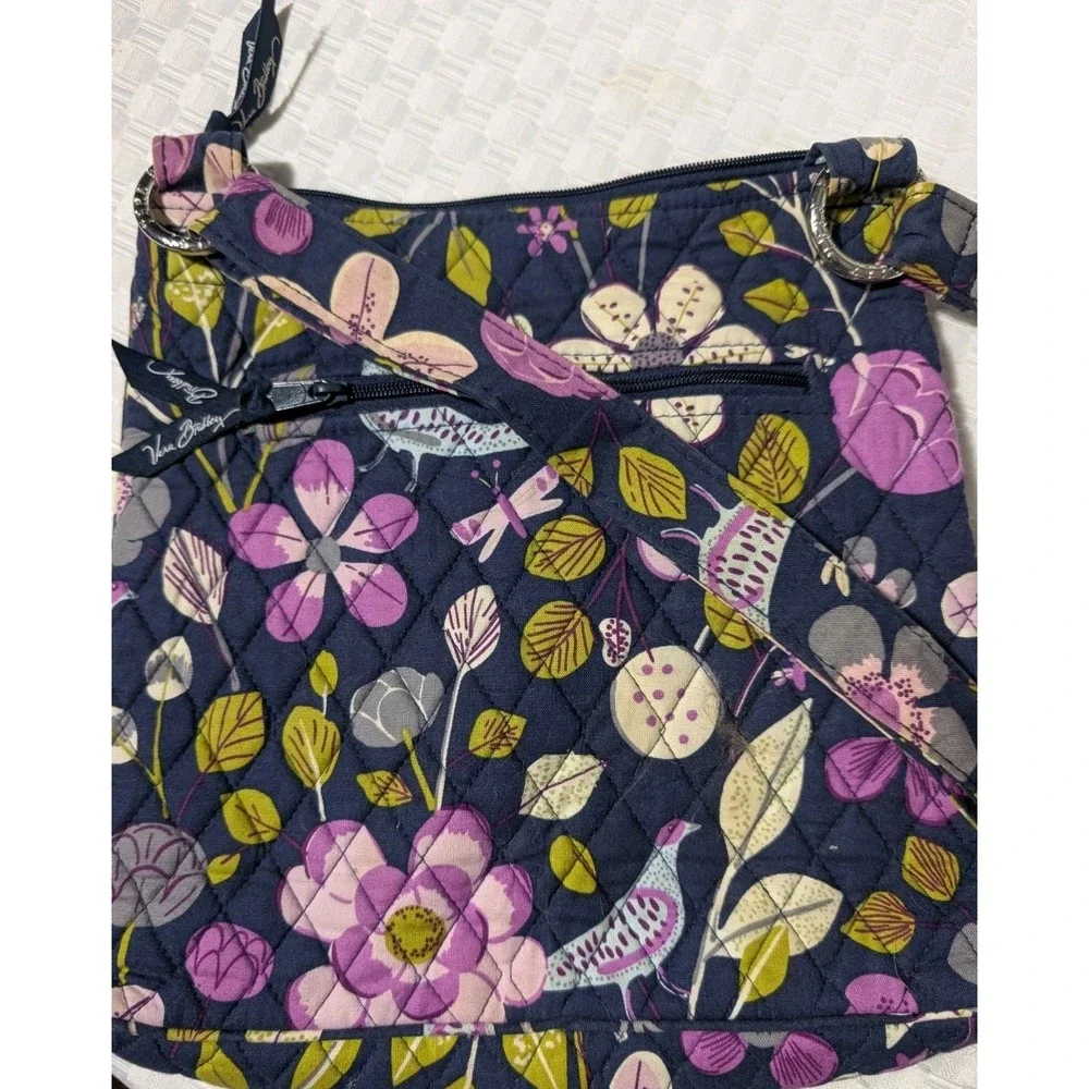 Vera Bradley Floral Nightingale Purple Crossbody Hipster Bag Beach Summer